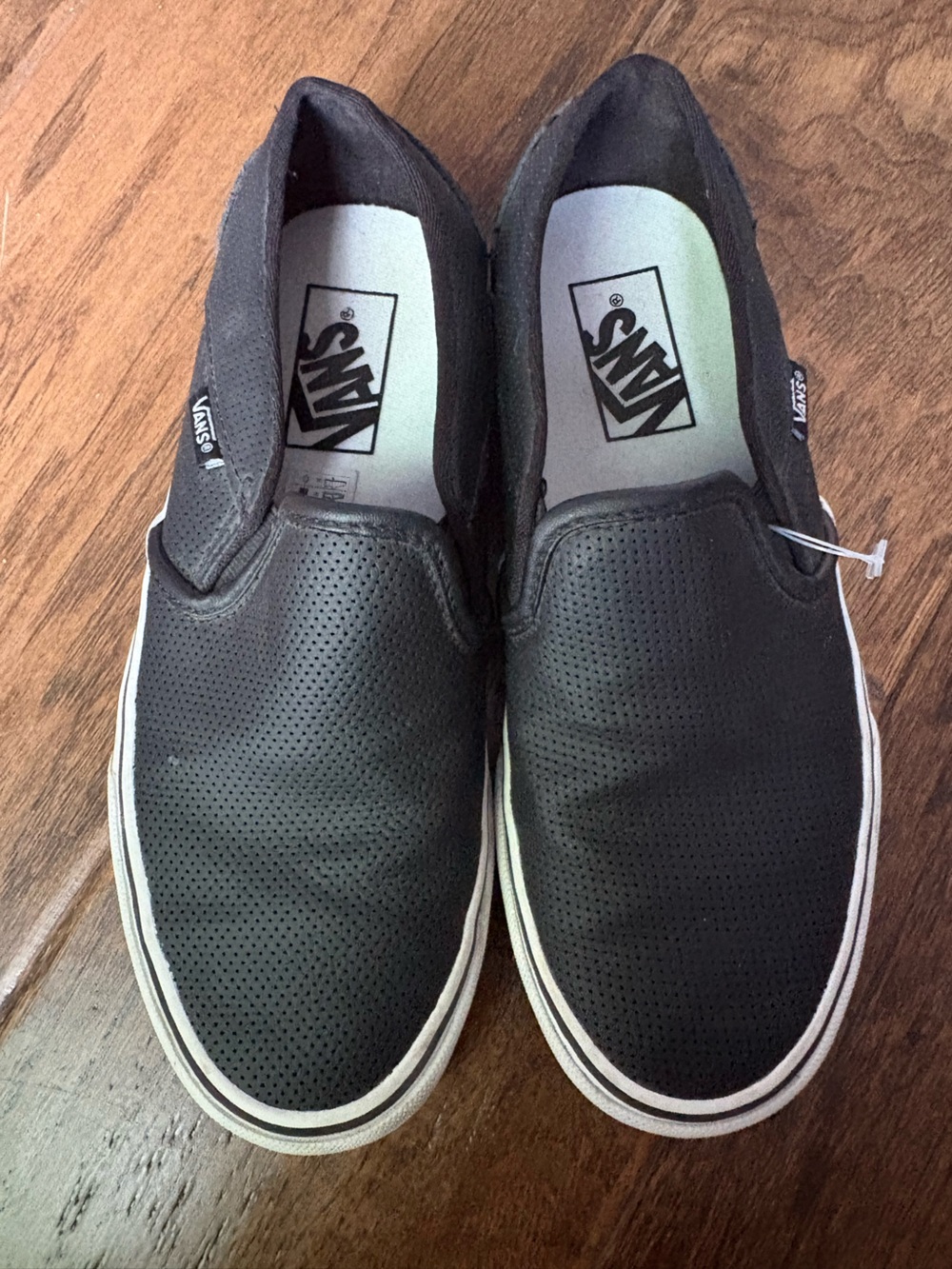 Vans Black Perforated Slip-On Flats with White Trim